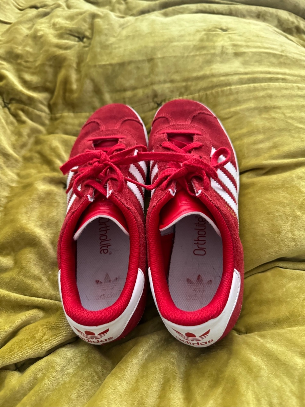 adidas Kids Red Sneaker with White Stripes
